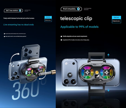 Cubonic SL75 10W Mobile Phone Cooler with Real Time Temperature Display|Magnetic & Clip Mount | Dual RGB Fans| Semiconductor Gaming Cooler for Android & iphone