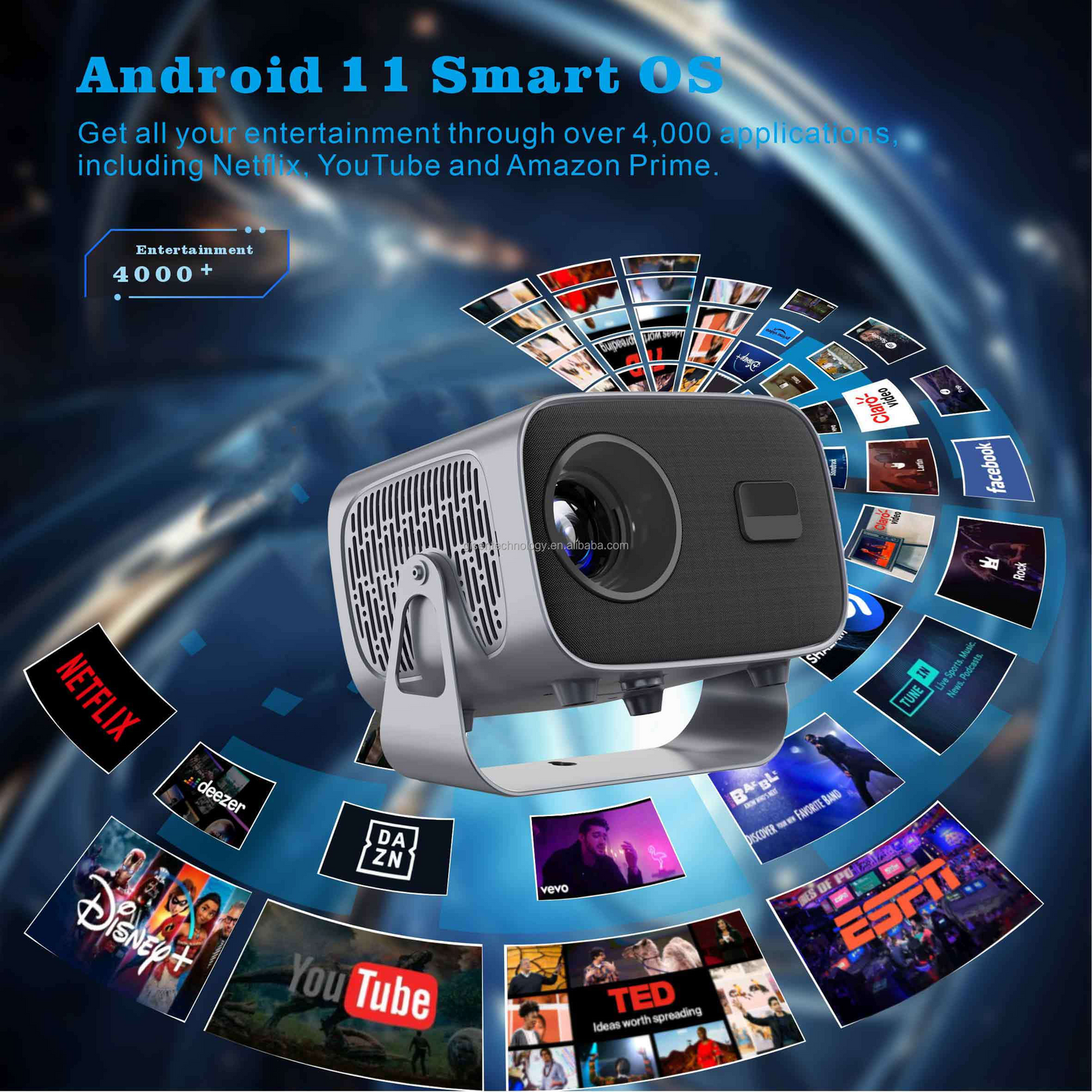 Cubonic A10 AdNova 4K compatible 1080p Full HD Android 12.0 WiFi Home Theater Projector