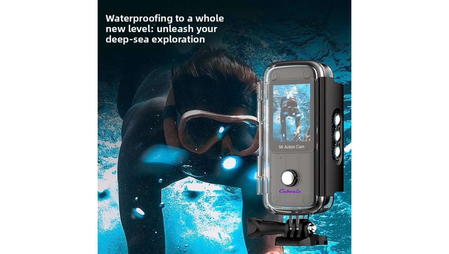 Cubonic 5K G Pro Mark II Dual Display 24MP Action 2" Touchscreen Handheld Camera | 6-Axis Anti-Shake, 170° Wide Angle, Loop Recording, Time-Lapse Video, Remote Control, 1350MaH Dual battery Included
