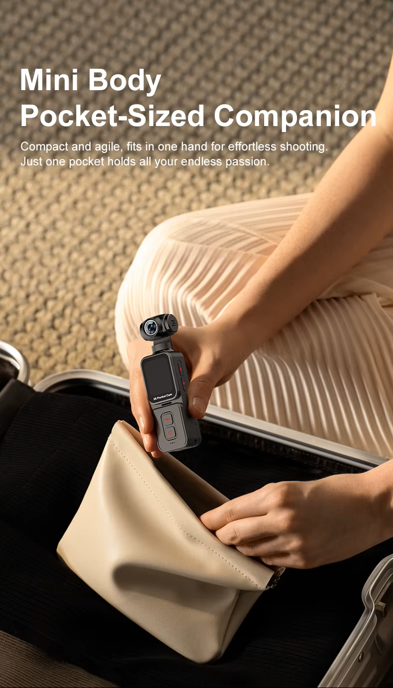 Cubonic 5K Pocket Camera 30FPS, 75MP, 270°Rotatable Lens, 90° Screen Rotation, 1.69 IPS Touch Screen,EIS,90°Screen Rotation, Sports and Action Camera