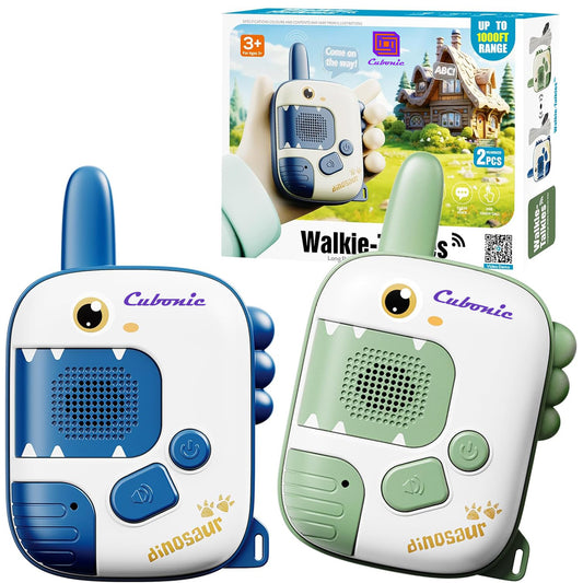 Cubonic Dinosaur Walkie Talkie for Kids Age 3-5,2 Pack Walkie Talkies Outdoor Indoor Toys with 1000ft Range,Christmas Birthday Gifts Toys for 4 5 6 7 8 Year Old Boys Girls