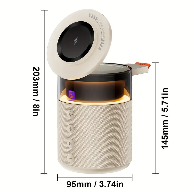 Cubonic HT554 3-in-1 Qi2 Certified Wireless Charger with 15W Fast Charging, Bluetooth Speaker, Auto-Rotation & Foldable Stand – Compatible with iOS & Android