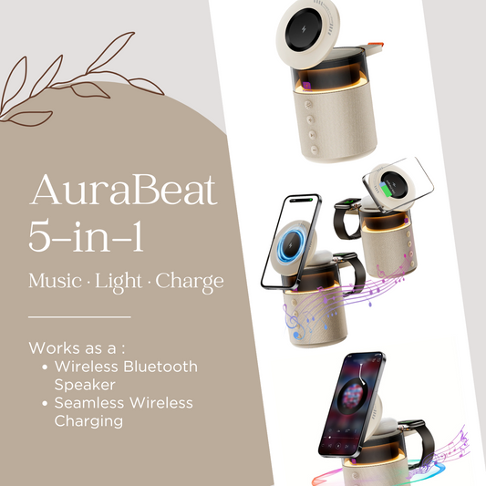 Cubonic HT554 3-in-1 Qi2 Certified Wireless Charger with 15W Fast Charging, Bluetooth Speaker, Auto-Rotation & Foldable Stand – Compatible with iOS & Android