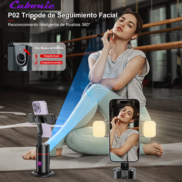 Cubonic P02 AI Intelligent 360° Auto Face Tracking Table Top Gimbal with fill light