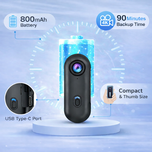 Cubonic Microx 4K Thumb Size Body Camera for Sports & Action|Wifi|App Control|800mah Battery|Upto90min backup|Magnetic Attachment for Indoor/Outdoor