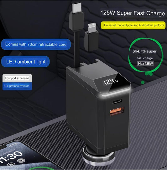 Cubonic 4 in 1 Retractable Cable 65W Type C, 27W 8 pin Connector
