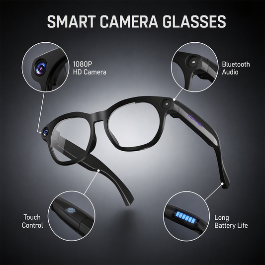 Cubonic AIview Smart AI Camera Glasses with 1080P Camera, Audio & Video Call Translation,2000mah Magnetic Charging Case,