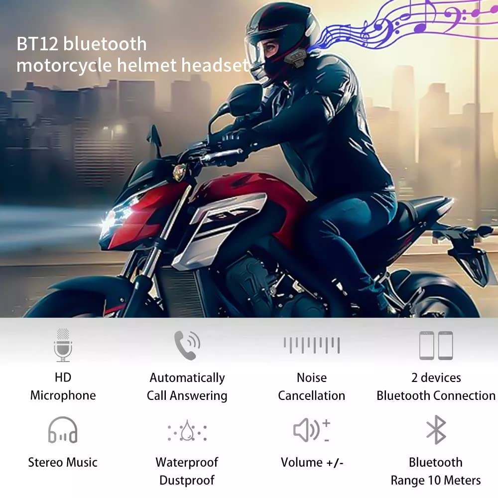 Cubonic Motorcycle Helmet Bluetooth Headset (BT12 Wireless Helmet Mic -Pack 2)