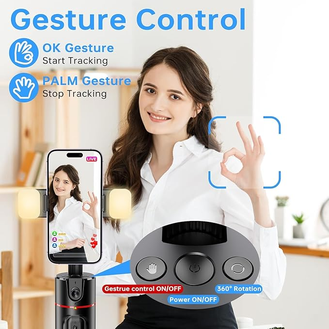 Cubonic P02 AI Intelligent 360° Auto Face Tracking Table Top Gimbal with fill light
