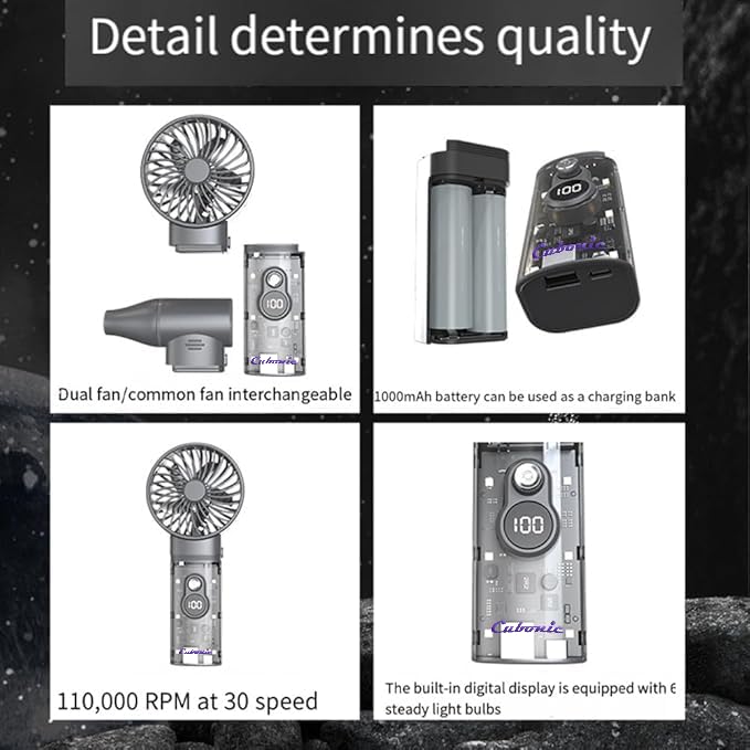Cubonic 2 In 1 Mini Turbo Violent Fan Multifunction High Speed Jet Fan