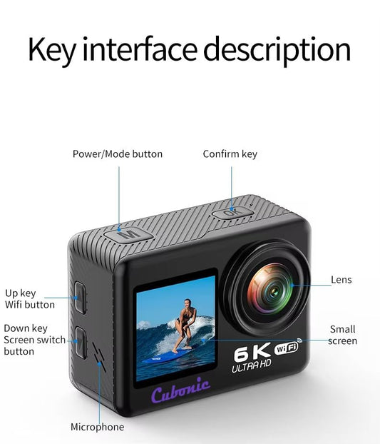 Cubonic 6K Dual Screen Action Camera