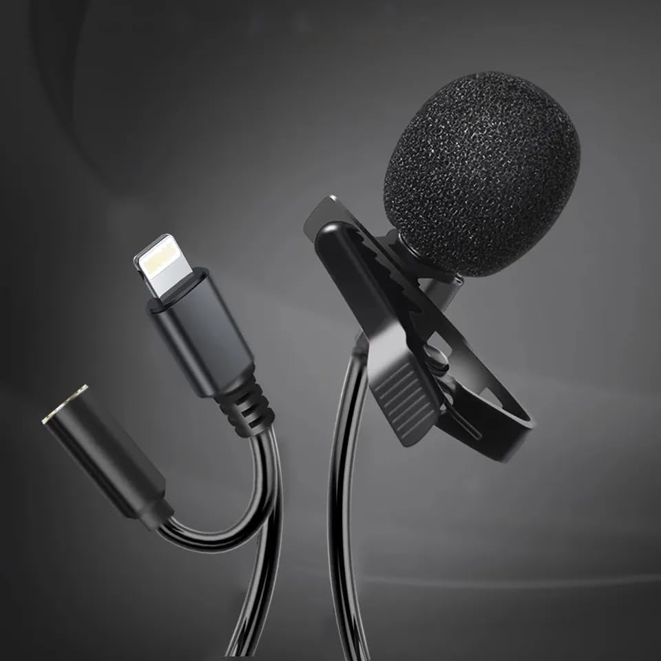 Cubonic  Lightning Male + Aux Female Clip-on Microphone