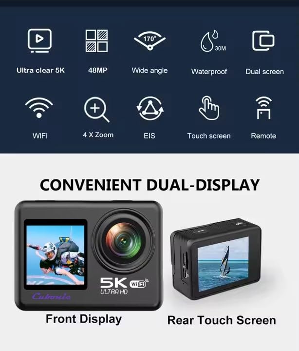 Cubonic 5K WiFi 30m Waterproof Action Camera