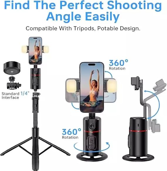 Cubonic P02 AI Intelligent 360° Auto Face Tracking Table Top Gimbal with fill light