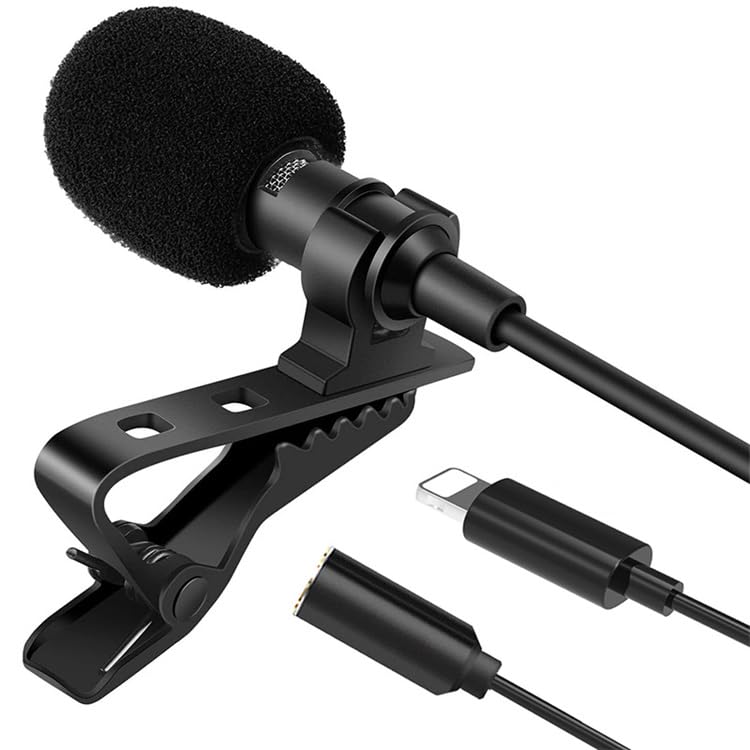 Cubonic  Lightning Male + Aux Female Clip-on Microphone