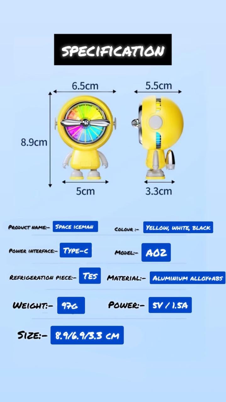 Cubonic A02 Space Iceman Detachable Astronaut Yellow Mobile Radiator Fan