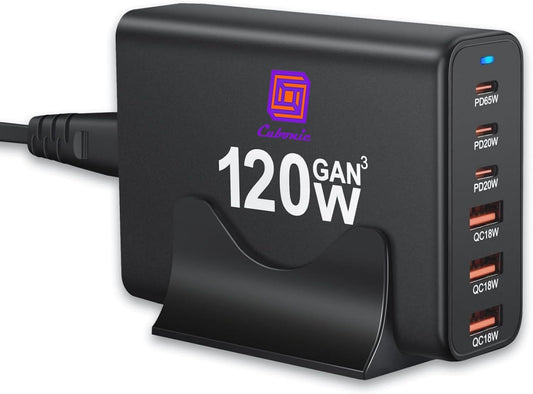 Cubonic USB C Charger Block 120W Charging Station Hub ,6 Port