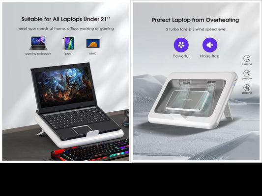 Cubonic H6 Laptop Cooler -  2 Fans