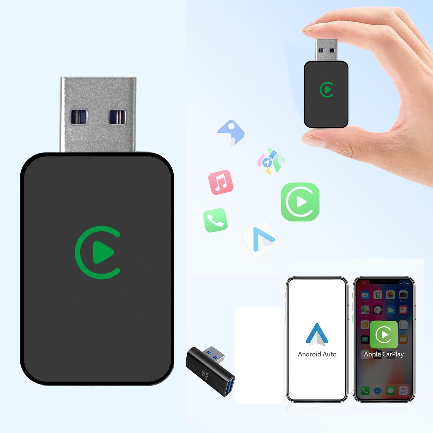 Cubonic CB05 Wireless CarPlay Adapter, Converts Wired to Wireless Auto Connect Dongle for Airplay