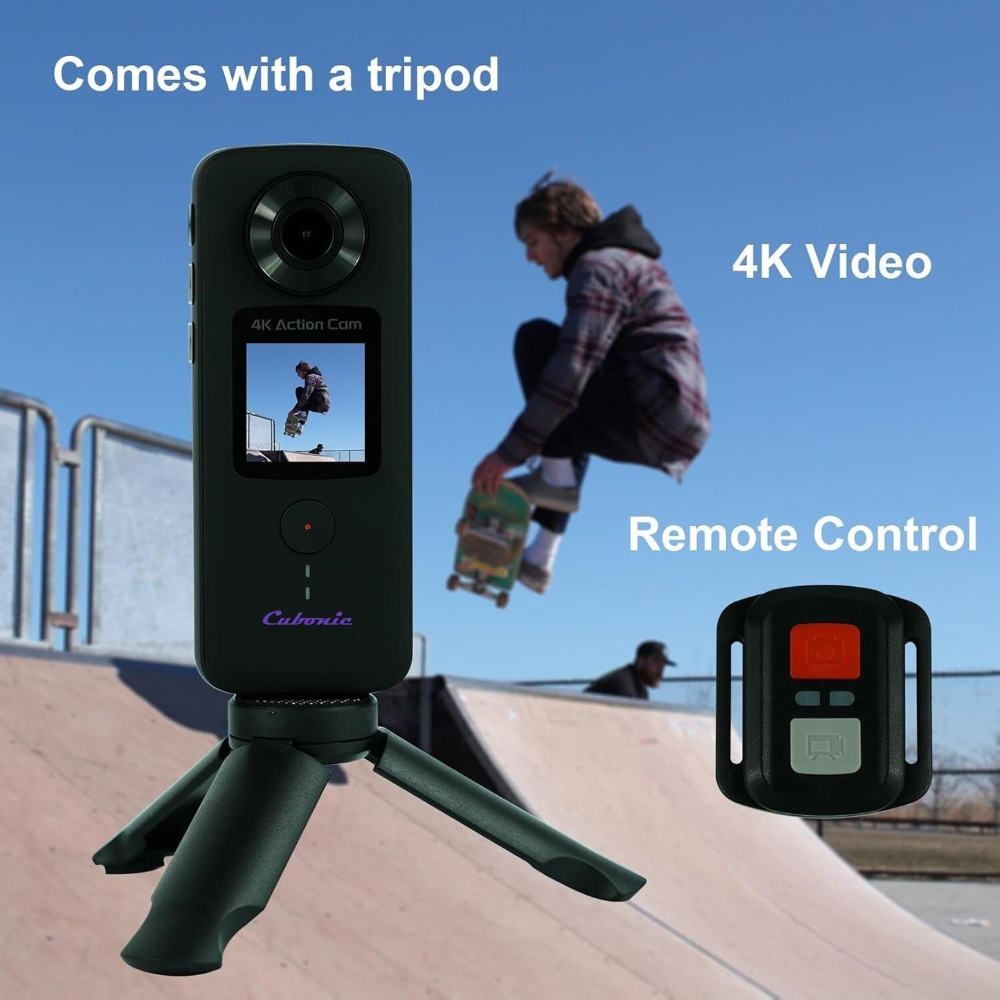Cubonic 4K HD Dual Handheld Waterproof Camera