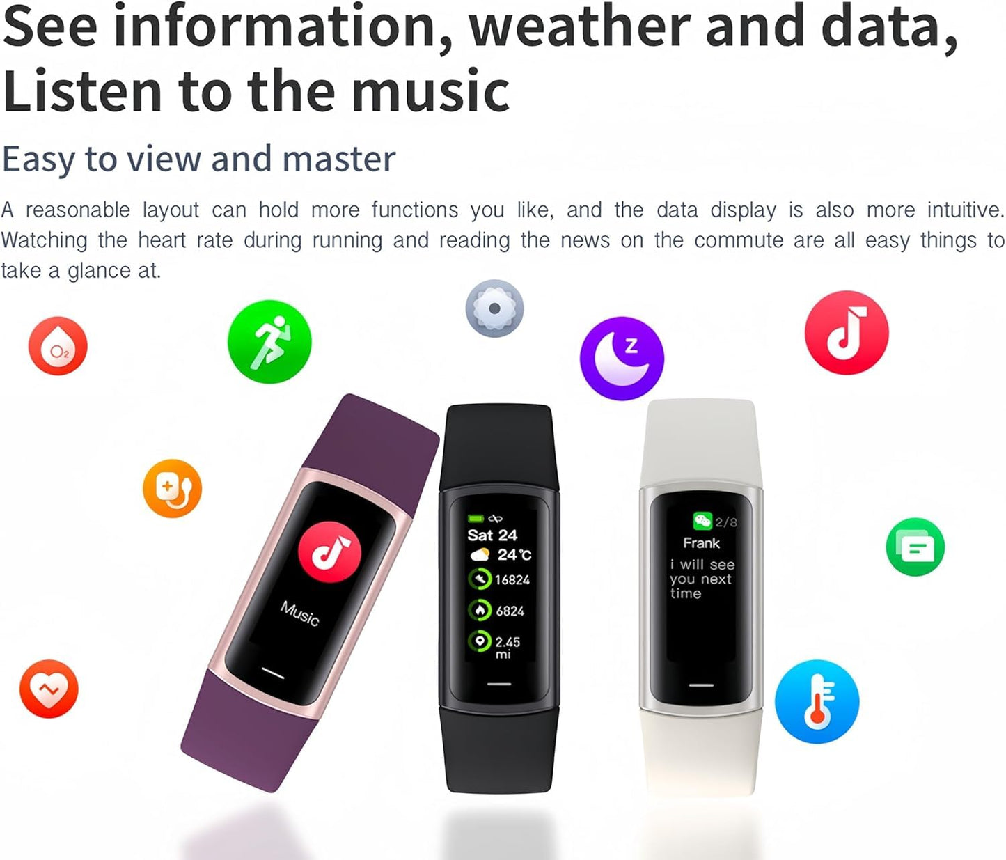 Cubonic Refurbished C68 New Health Fitness Tracker Watch Smart Bracelet