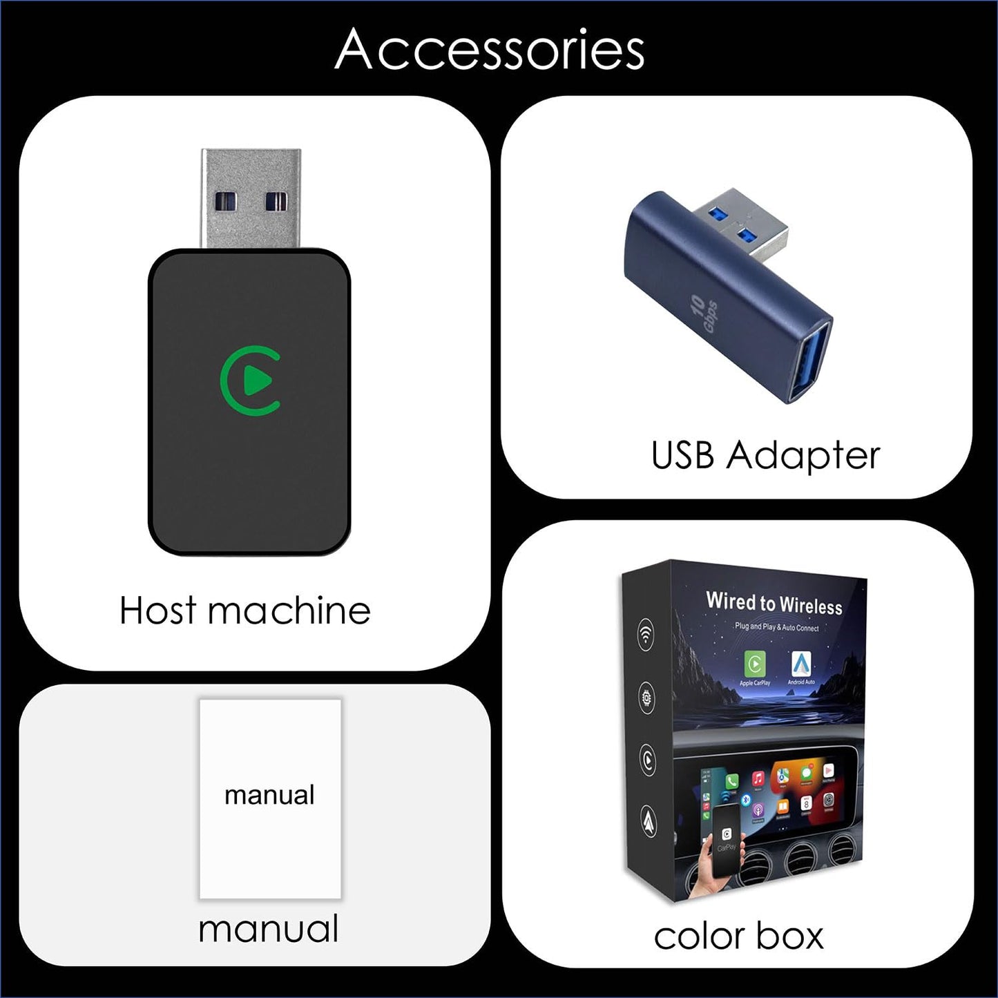 Cubonic CB05 Wireless CarPlay Adapter, Converts Wired to Wireless Auto Connect Dongle for Airplay