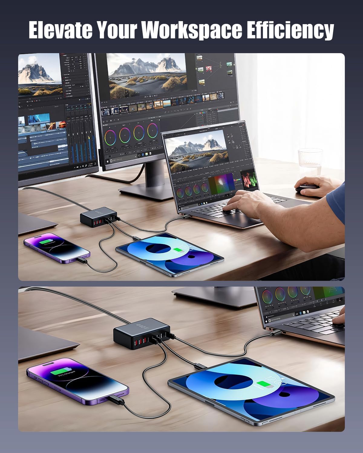 Cubonic USB C Charger Block 440W Charging Station Hub 8 Port Fast Charging Brick