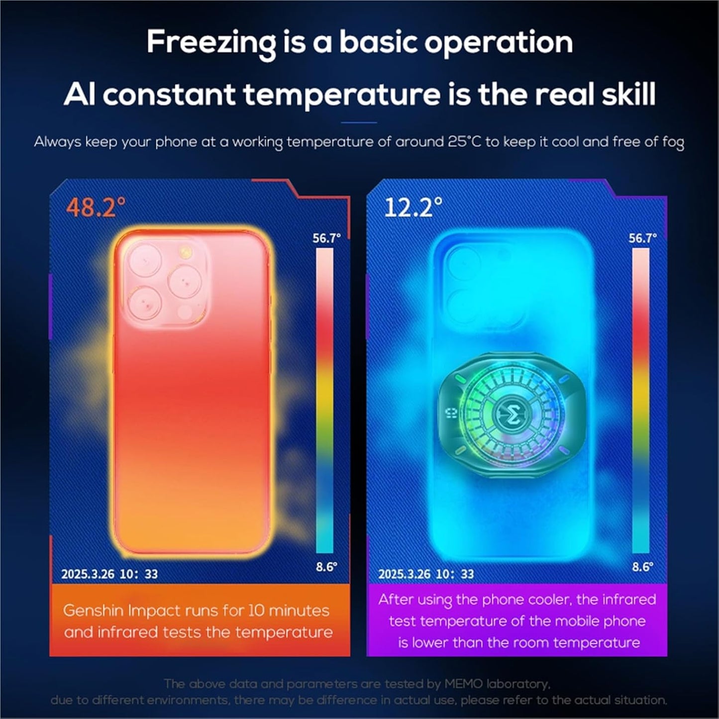 Memo CX10 Mobile Cooling Fan 3 Style RGB (Pro Model)