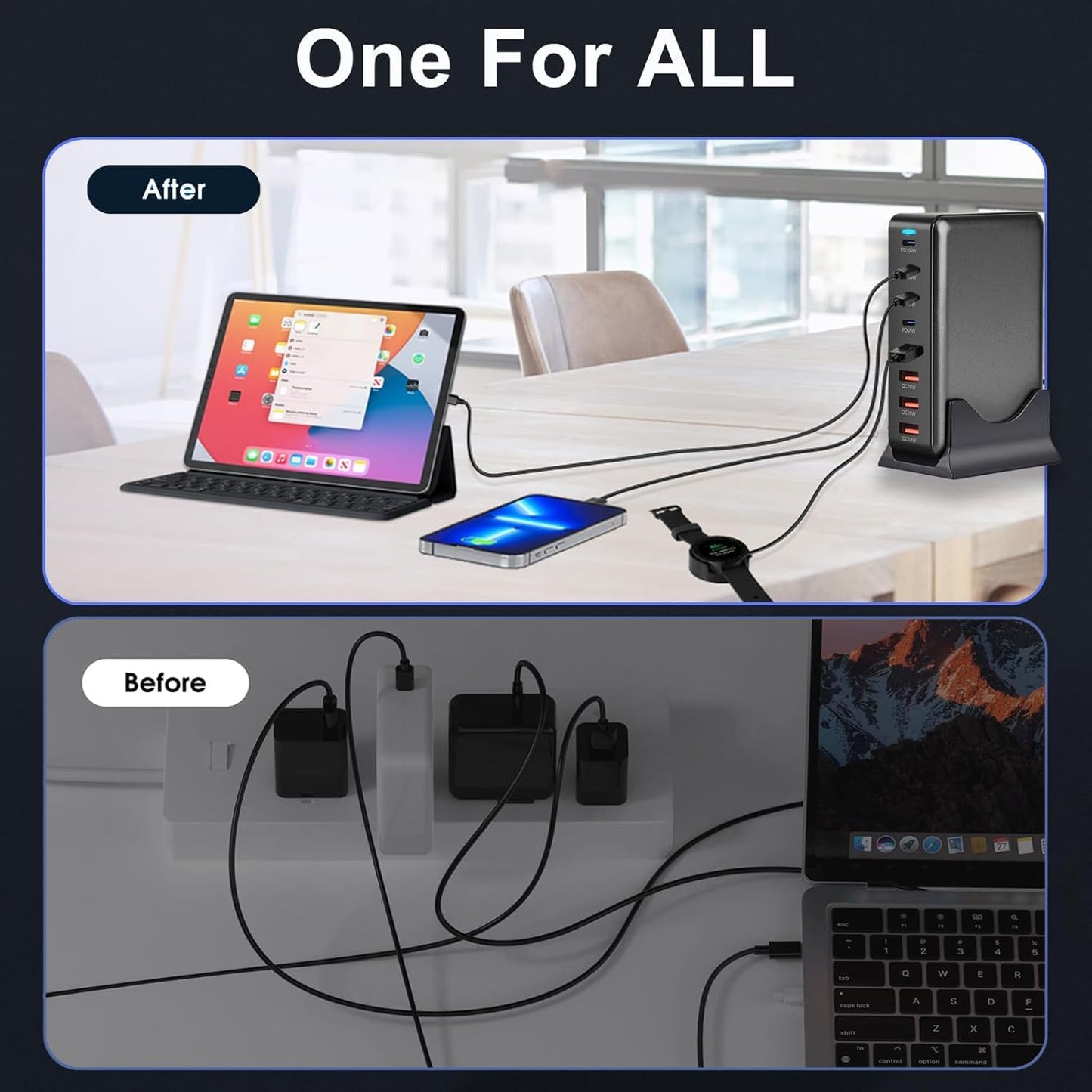 USB C Charger Block 155W Charging Station Hub ,6 Port