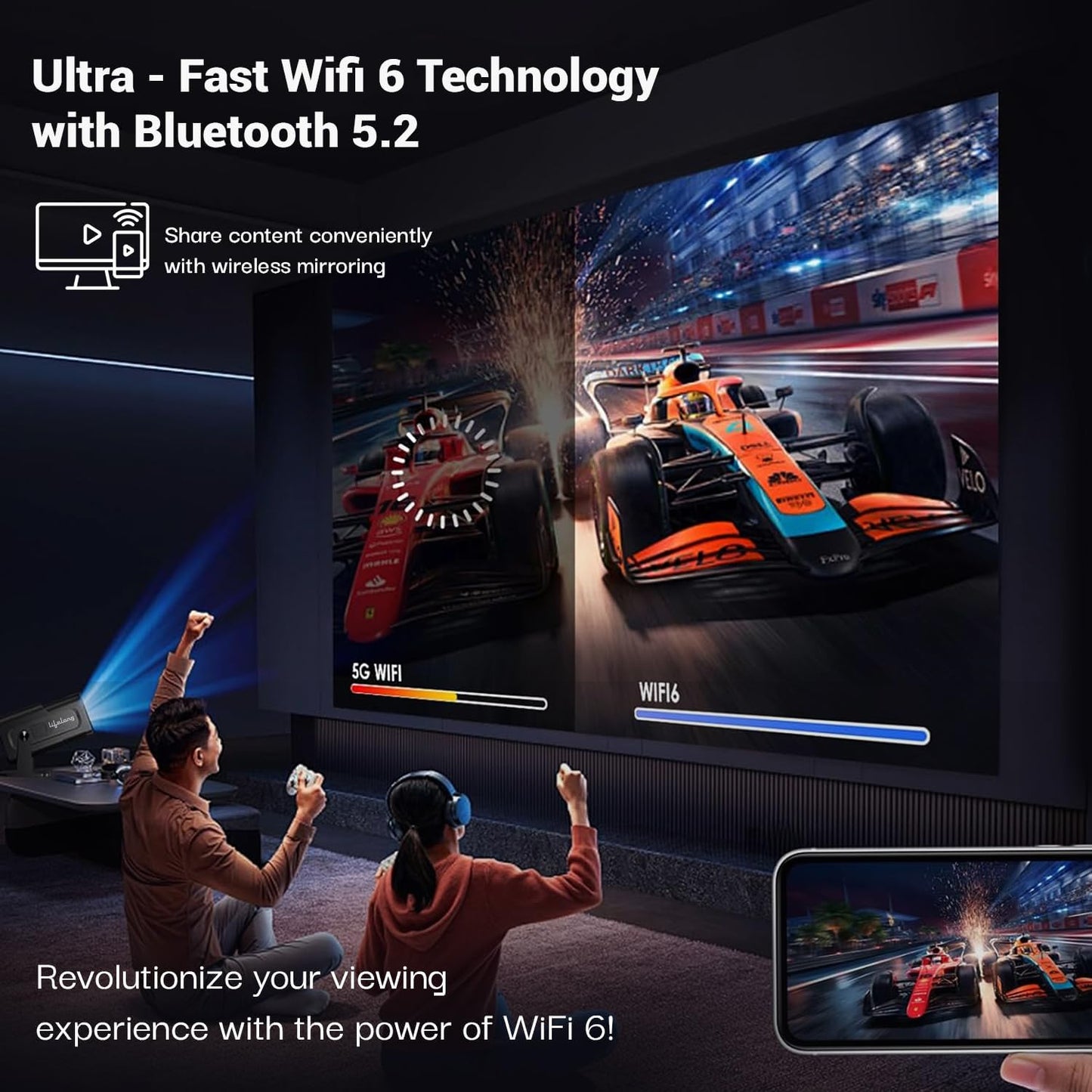 Cubonic T200 Smart Projector for Home, Native 720p with 4K Support, 4500 Lumens