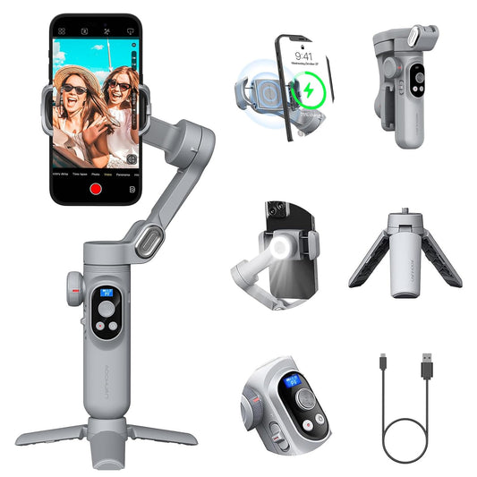 AOCHUAN SmartX Handheld 3-Axis Smartphone Gimbal Stabilizer with LED Fill Light