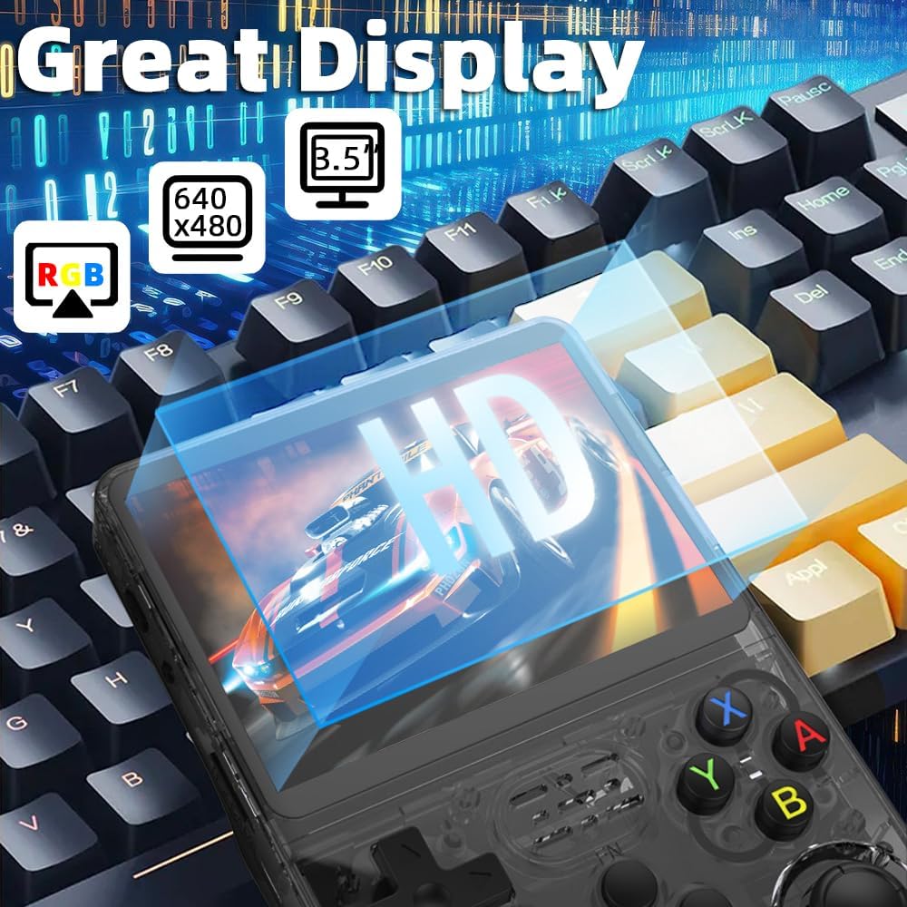 Cubonic Xplore R36S Dual RAM Chips Handheld Gaming Console with|Dual Analog Stick Control,3.5" HD Display & Expandable Storage Through TF/SD card