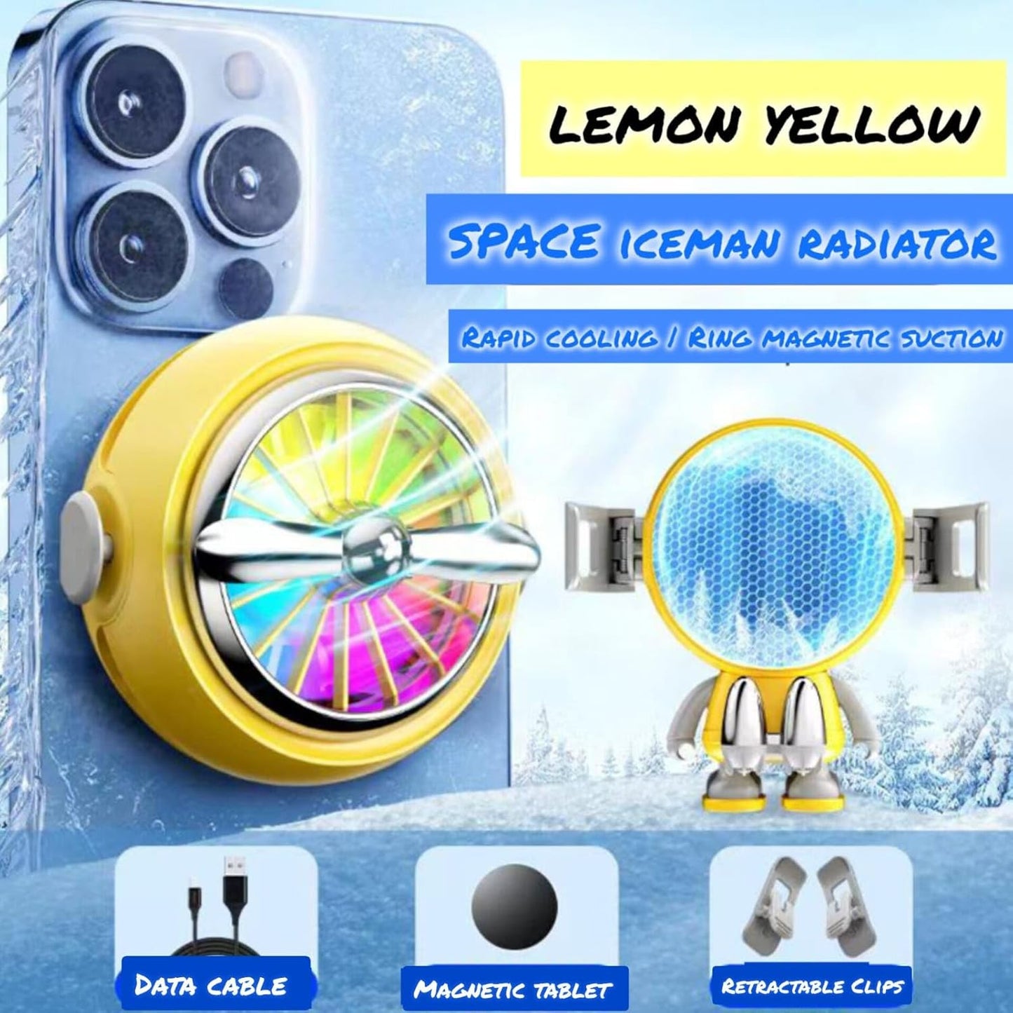 Cubonic A02 Space Iceman Detachable Astronaut Yellow Mobile Radiator Fan