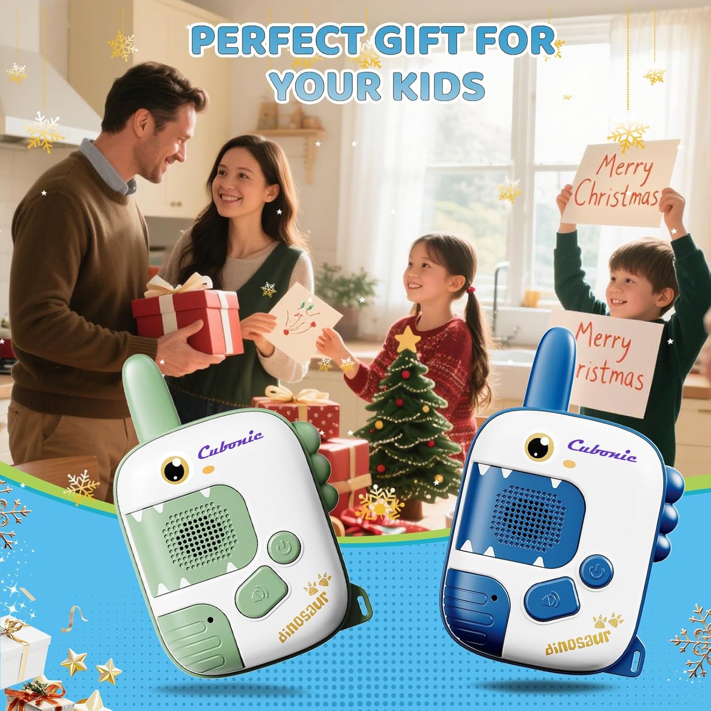 Cubonic Theme Walkie Talkie for Kids Age 3-5,2 Pc Intercom Outdoor Indoor Toys with 1000ft Range,Christmas Birthday Gifts for 4 5 6 7 8 Year Old Boys Girls