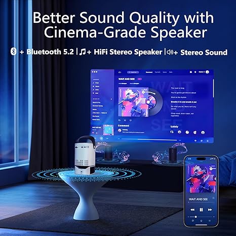 Cubonic TS2 Portable Wifi Android Projector with inbuilt Stand Handheld Bracket