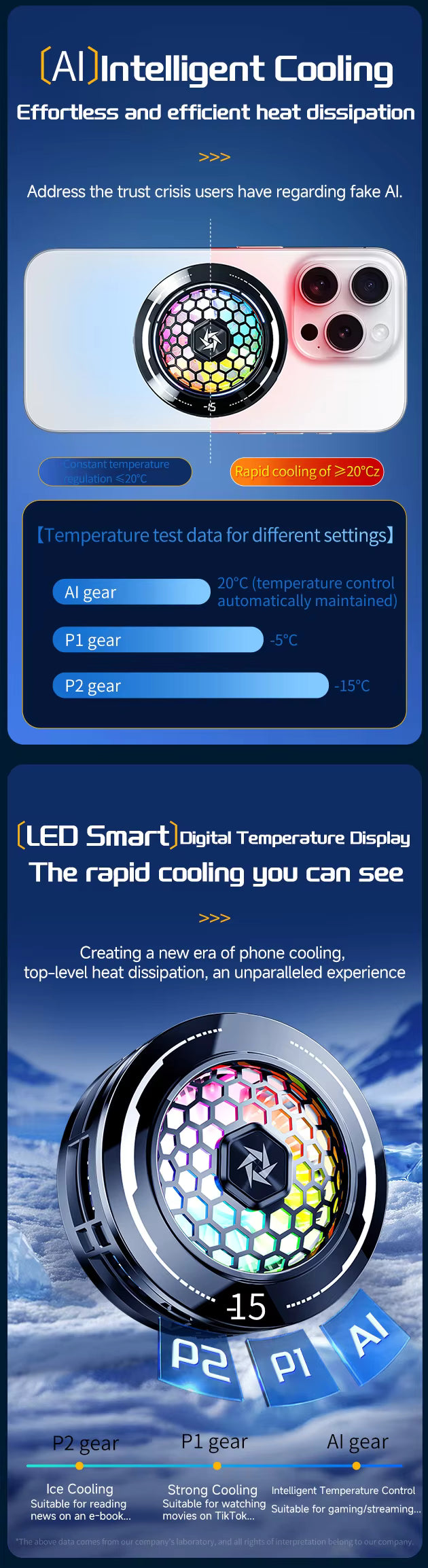 Cubonic SL71 Mobile Cooler 12W with RGB Light for Smartphones