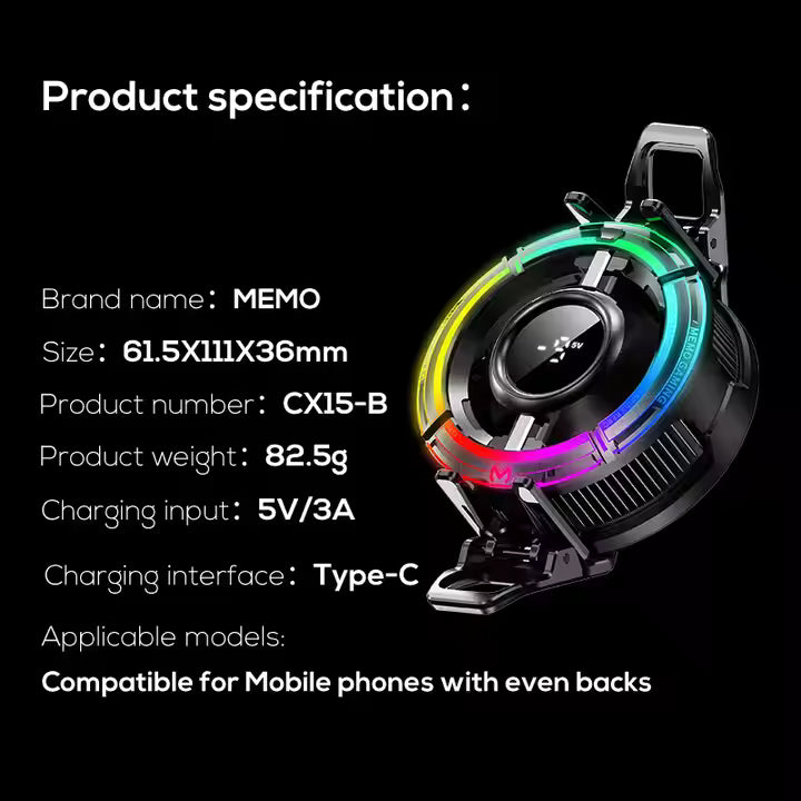 Memo CX15 IceStorm Central LED Display RGB AI Mode Cooling Fan