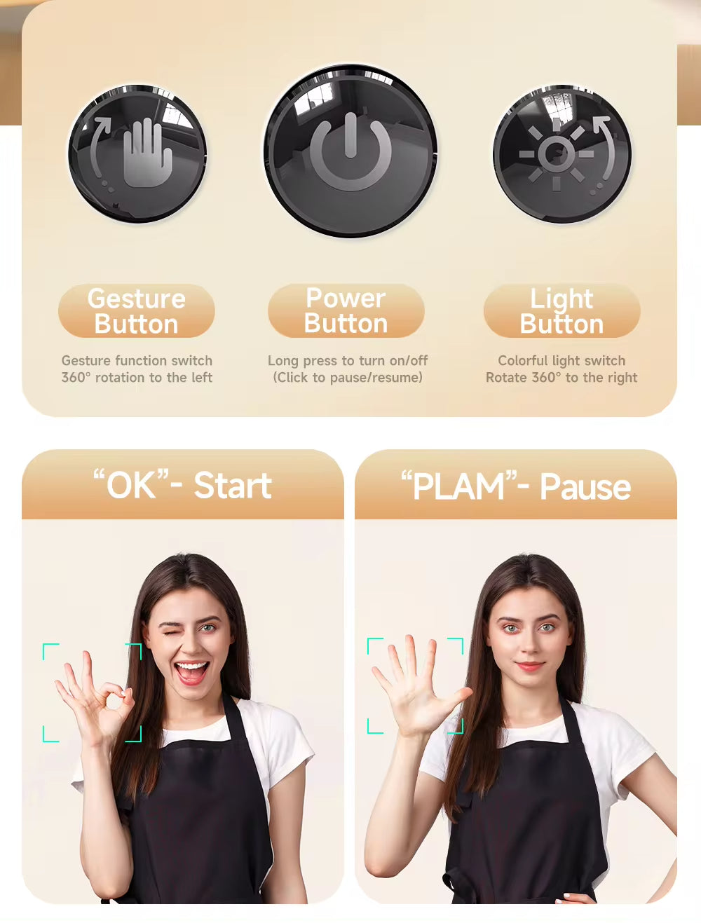 Cubonic P05 AI Intelligent 360° Auto Face Tracking Smart Rotation Table Top Gimbal Stabilizer for Smartphone/Camera with fill light