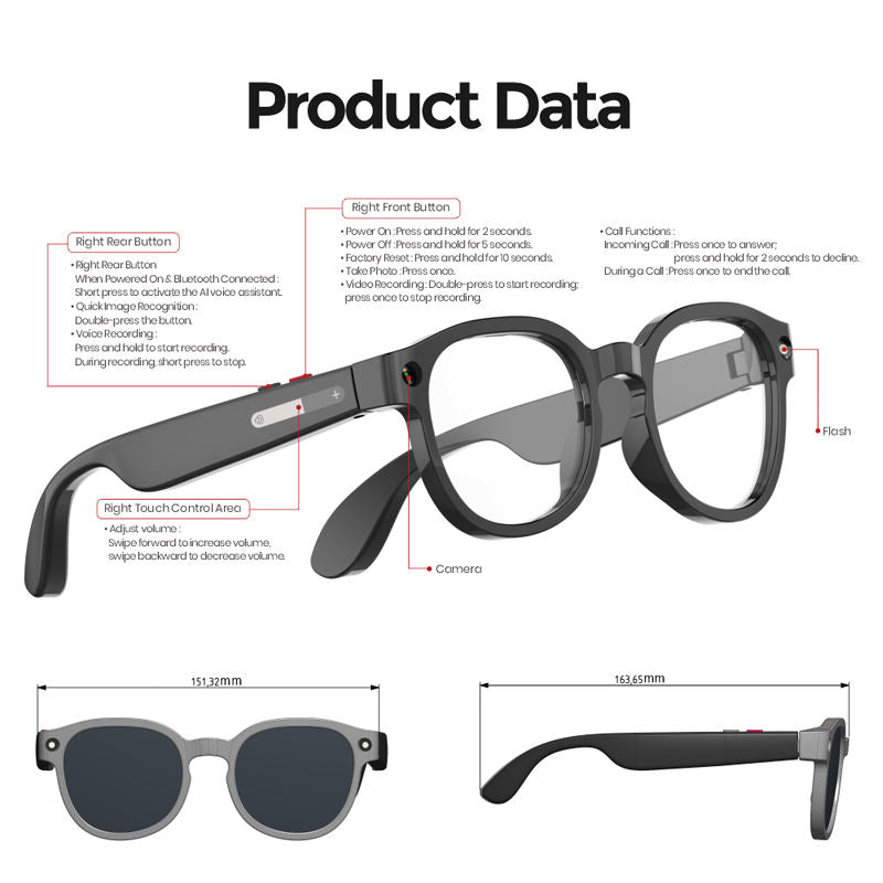 Cubonic AIMB S1 Smart Glasses with 8MP Camera, 1080p Full HD Video Recording, AI Voice Assistant, Real-Time Translation