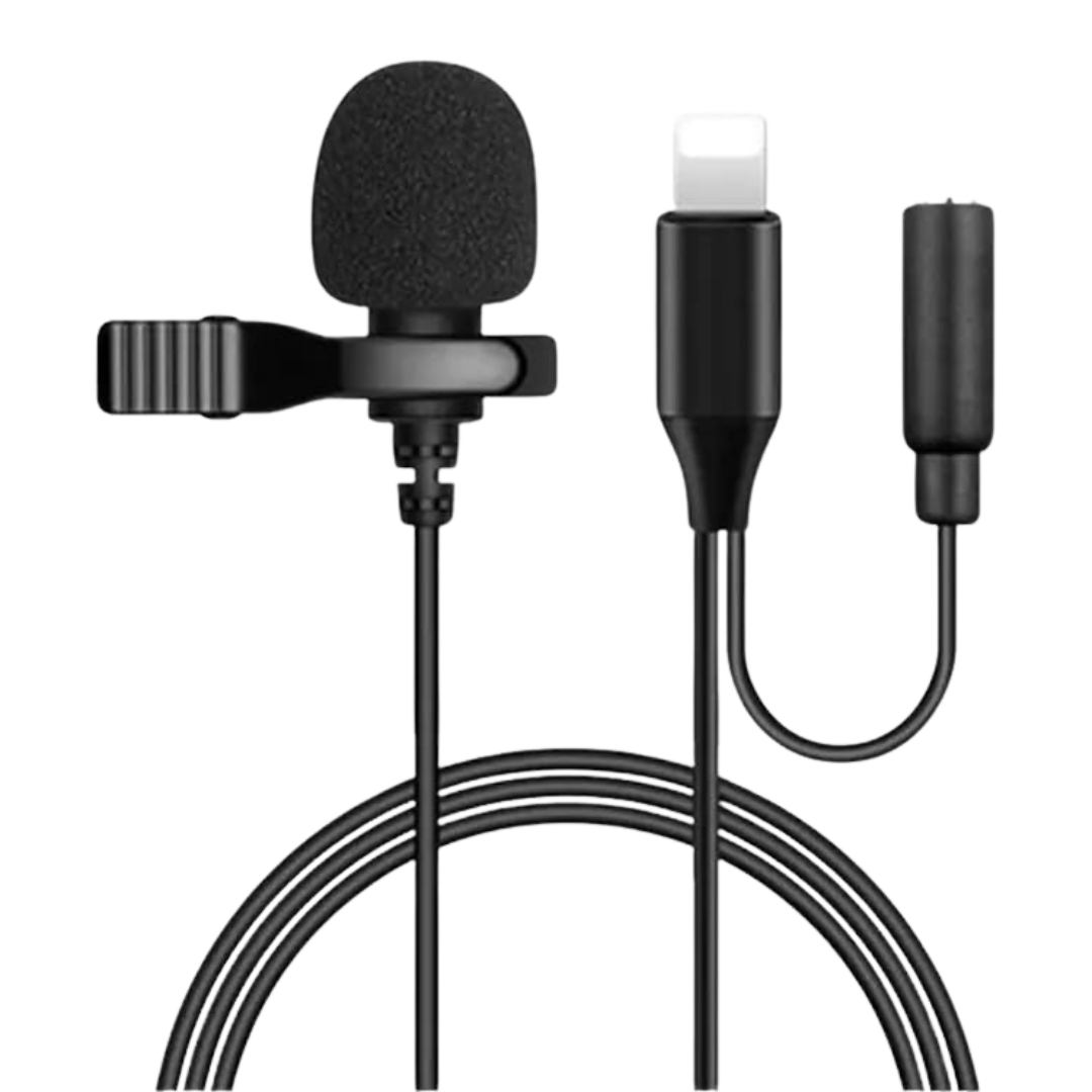 Cubonic  Lightning Male + Aux Female Clip-on Microphone