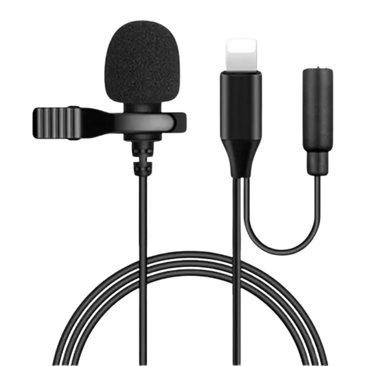 Cubonic  Lightning Male + Aux Female Clip-on Microphone