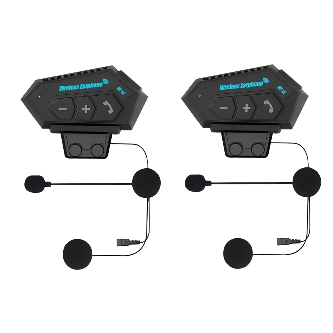 Cubonic Motorcycle Helmet Bluetooth Headset (BT12 Wireless Helmet Mic -Pack 2)
