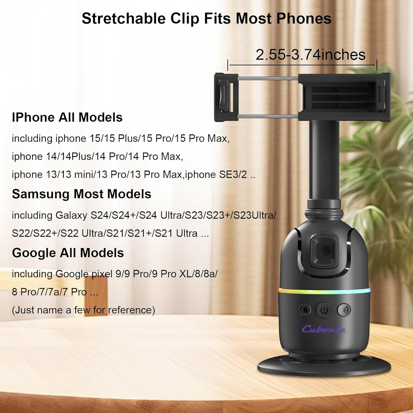 Cubonic P03 Auto Face Tracking 360° Phone/Camera Table Top Holder(No App needed)