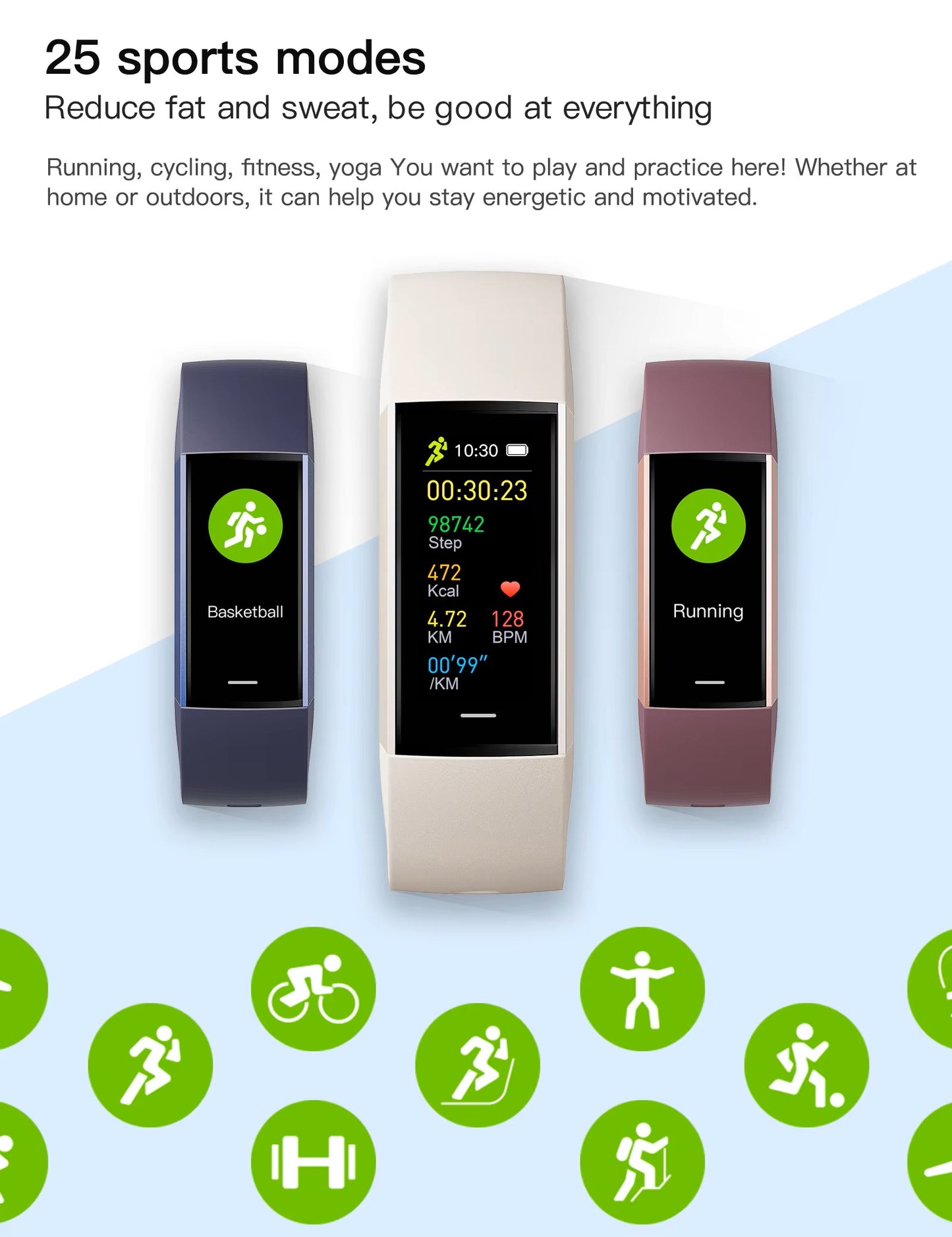 Cubonic C80 Fitness Tracker with Raise to Wake Display, Heart Rate Monitor, Blood Pressure, App Control Notifier, Pedometer, Sleep Monitor, Activity Tracker, 1.1" AMOLED Screen, Fitness Watch