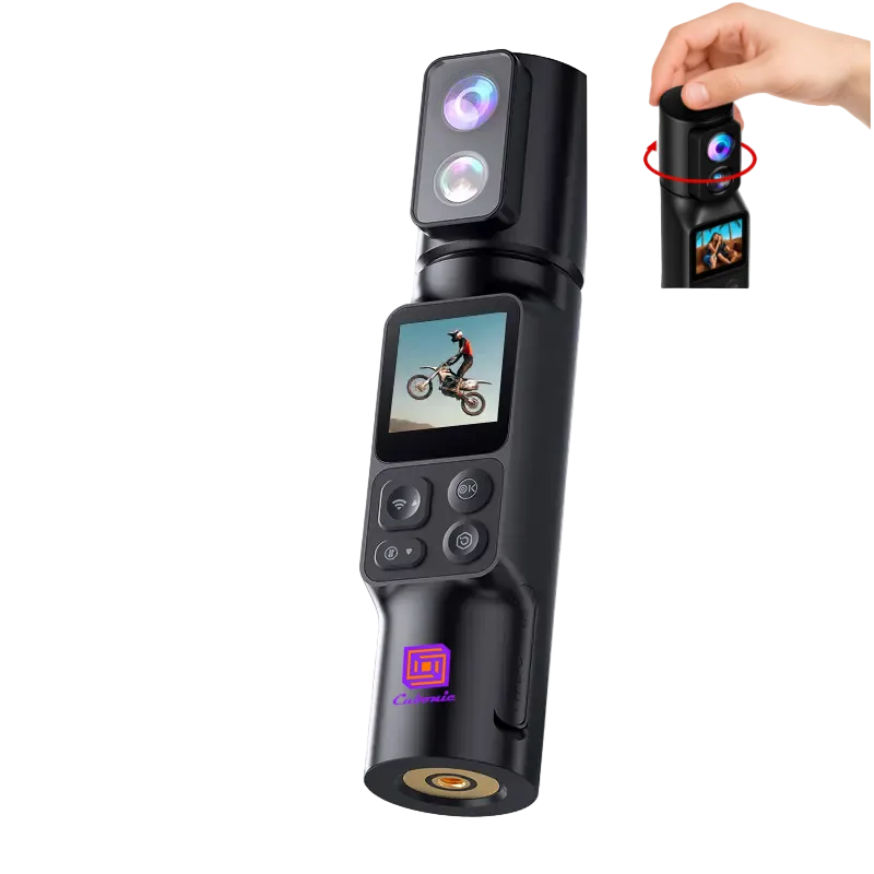 Cubonic 6K HandStick Ultra HD 50MP WiFi Dual Camera, App Controlled Pocket Action Camera for Outdoor, Riding, Diving, Shooting