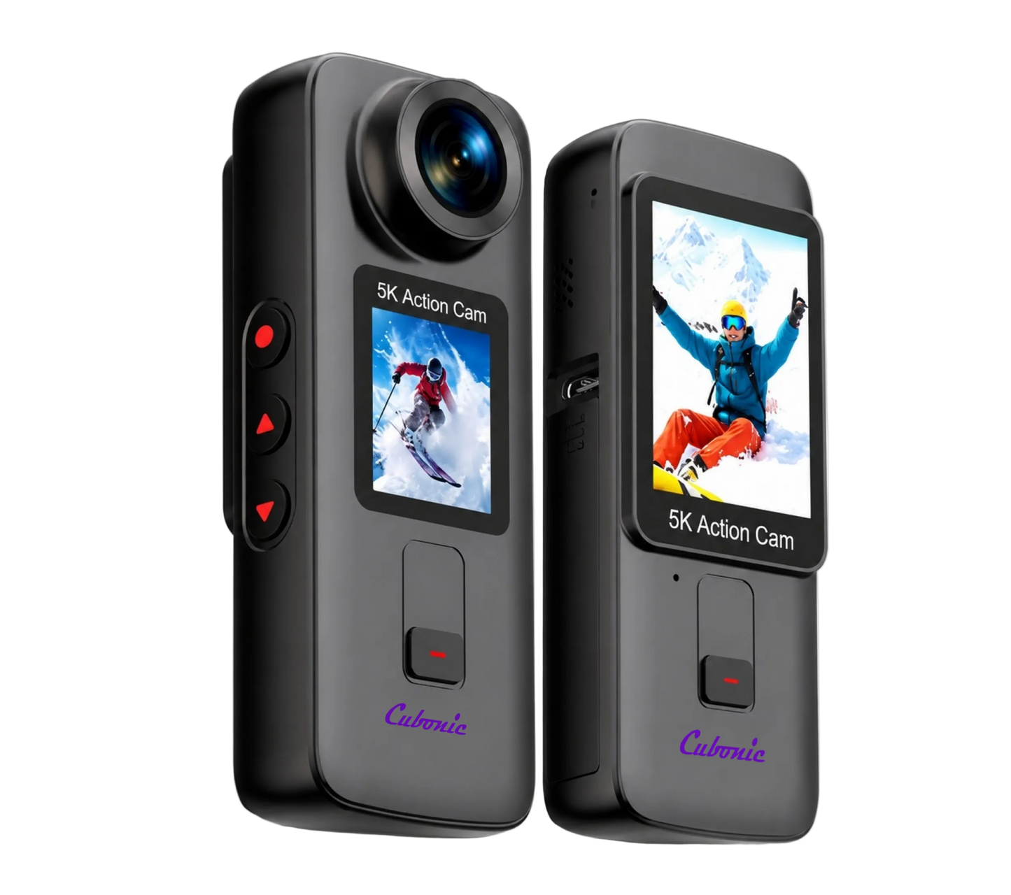 Cubonic 5K G Pro Mark II Dual Display 24MP Action 2" Touchscreen Handheld Camera | 6-Axis Anti-Shake, 170° Wide Angle, Loop Recording, Time-Lapse Video, Remote Control, 1350MaH Dual battery Included