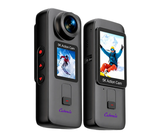 Cubonic 5K G Pro Mark II Dual Display 24MP Action 2" Touchscreen Handheld Camera | 6-Axis Anti-Shake, 170° Wide Angle, Loop Recording, Time-Lapse Video, Remote Control, 1350MaH Dual battery Included