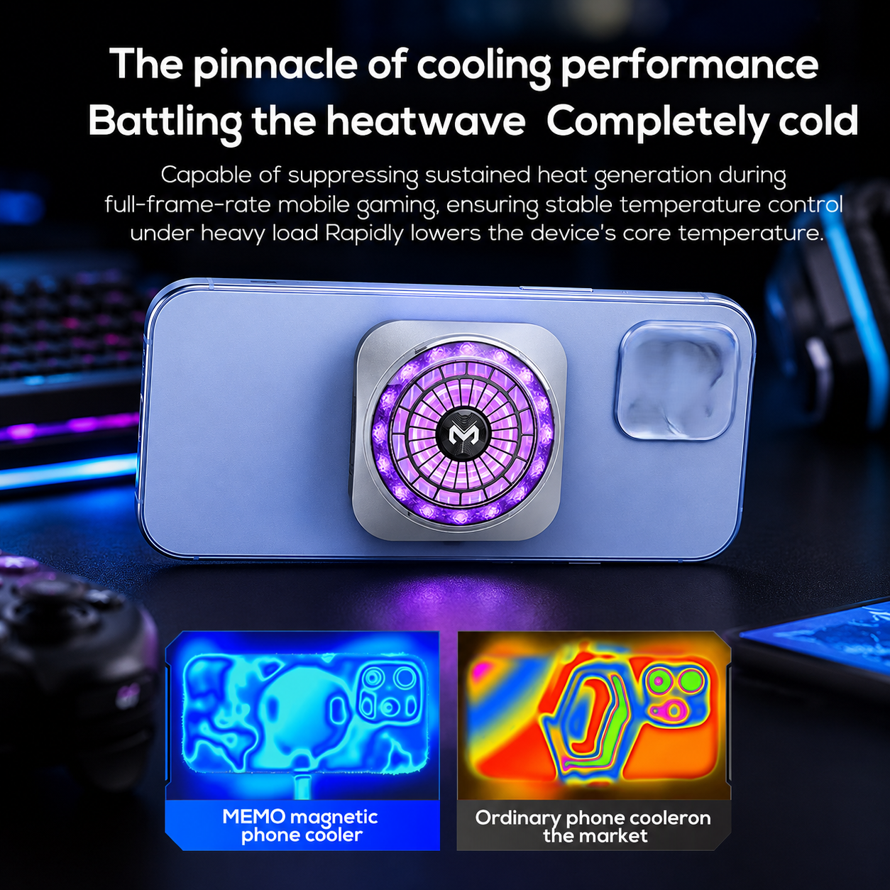 Magnetic Semiconductor Mobile Phone Cooler CX21 Lumnyx with RGB LED | Ultra-Quiet Gaming Cooling Fan for iPhone & Android