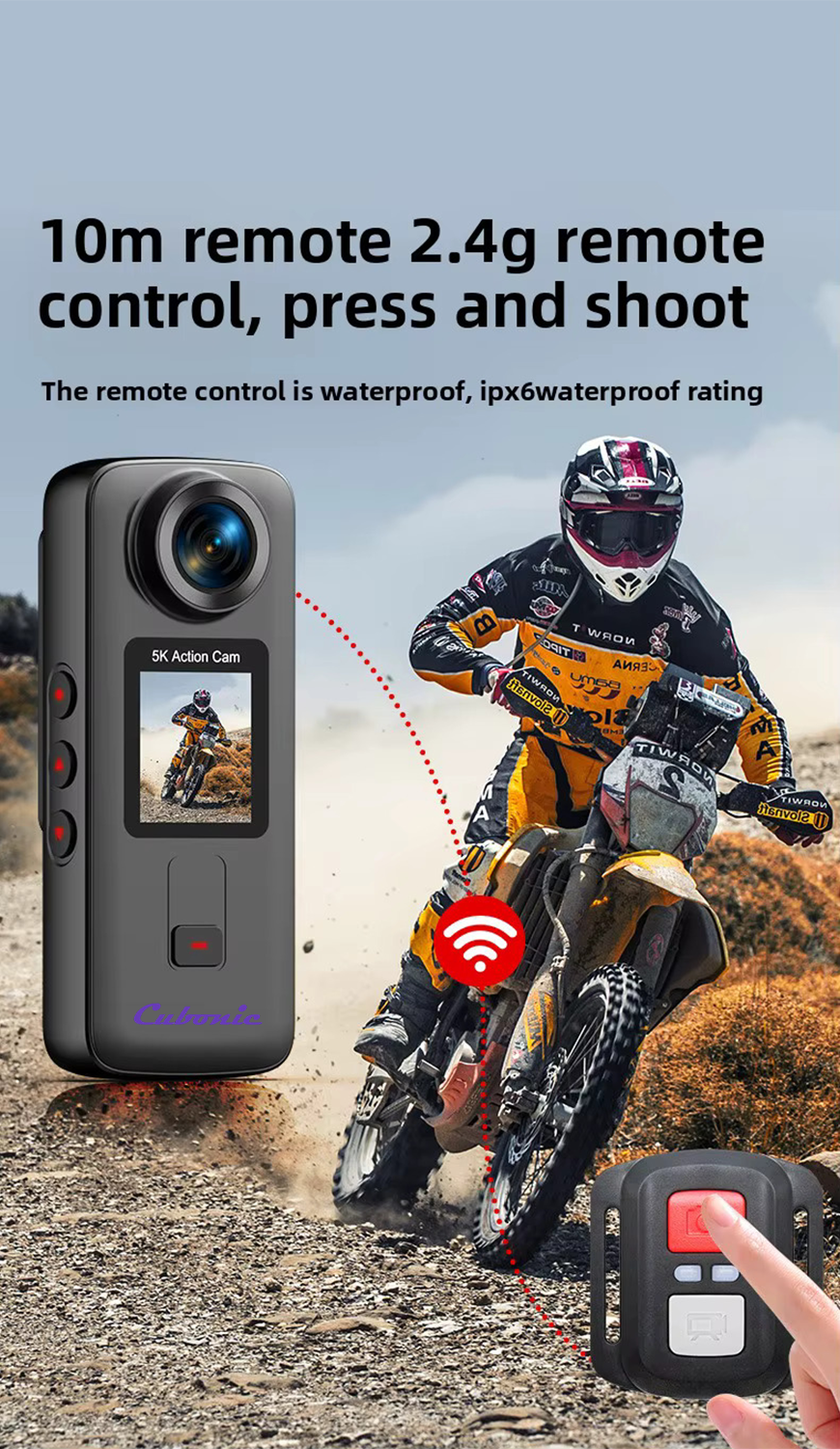 Cubonic 5K G Pro Mark II Dual Display 24MP Action 2" Touchscreen Handheld Camera | 6-Axis Anti-Shake, 170° Wide Angle, Loop Recording, Time-Lapse Video, Remote Control, 1350MaH Dual battery Included