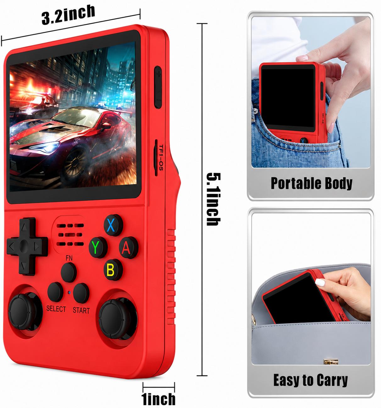 Cubonic Xplore R36S ORIGINAL Dual RAM Chips Handheld Gaming Console with|Dual Analog Stick Control,3.5" HD Display & Expandable Storage Through TF/SD card (OG Model)